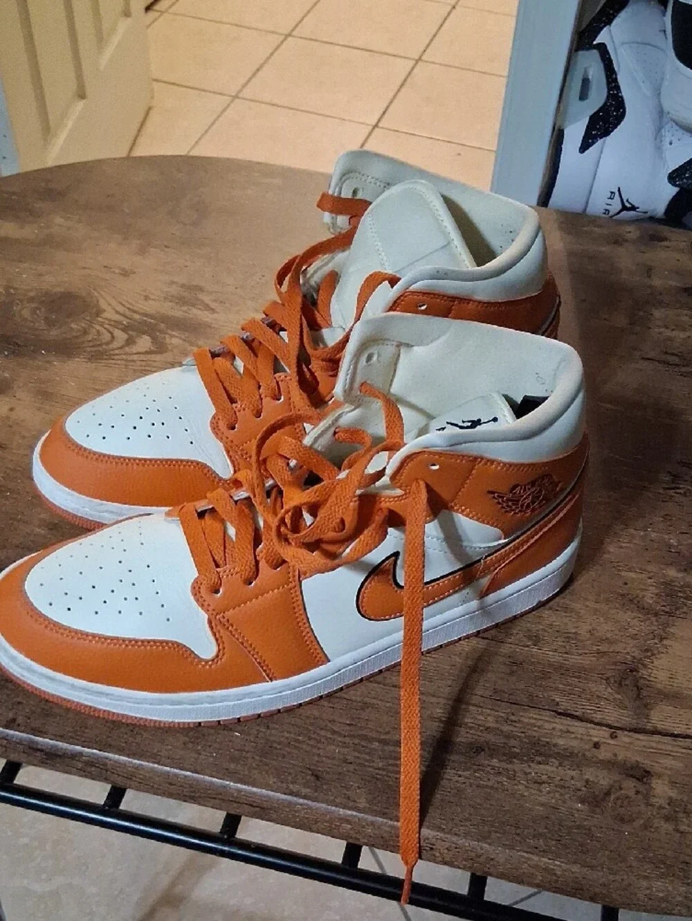 Jordan High-Top Sneakers in Orange and White